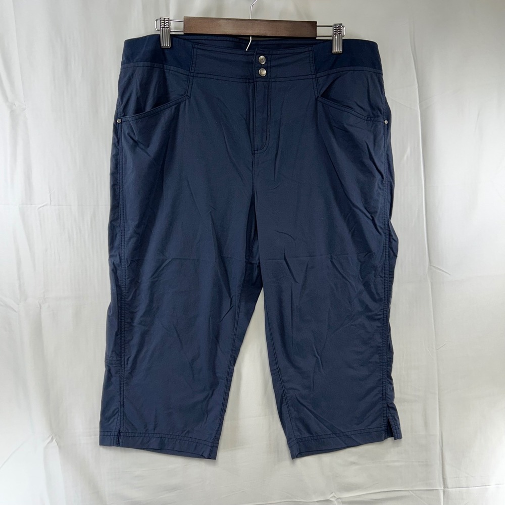 Royal Robbins Capri Pants Women 16 Navy Blue Trim Fit Stretch Hiking Outdoor